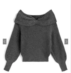 GRL リボンカラーオフショルダーニットトップス[mb1600]