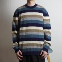 TAKEO KIKUCHI ボーダー柄ニットセーター ブルー系/YW43のサムネイル