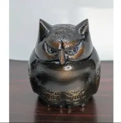 84z271置物 金属工芸品 香合 蓋物 ふくろう 梟 骨董 - メルカリ