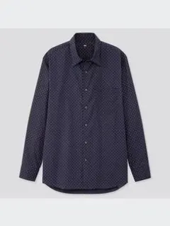 UNIQLO エクストラファインコットンブロード長袖シャツ M ネイビー