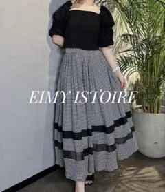 EIMY ISTOIRE ギンガムチェックギャザーフレアスカートのサムネイル