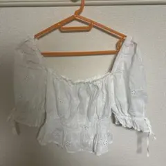 ホワイトオフショルダー半袖ブラウス