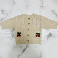 futafuta バースデイ　ベージュ ケーブルニット カーディガン 80cm