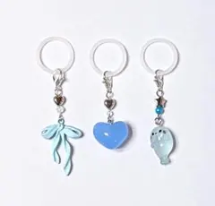 299】めじるしアクセサリー アンブレラマーカー チャーム 3点 水色