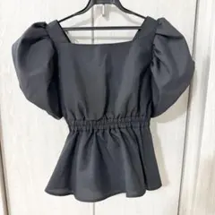 prose verse パフスリーブバックリボンペプラムブラウス プロズヴェール