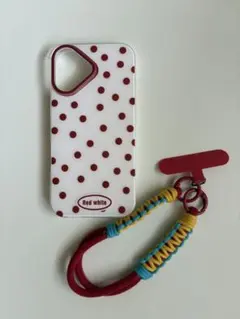 iPhone16ケース ドット柄　ストラップ付き