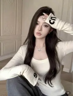 【SHEIN】ラウンドカットソー長袖 トップス ニット ワンホン 韓国