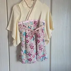 花柄着物スタイルベビー服 ひな祭り 50-70
