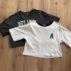 ロゴTシャツ 2枚セット　GU Sサイズ　Mサイズ　２枚　ショート丈のサムネイル