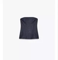 ダークデニム ベアトップ 背面ジップ