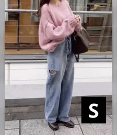 【GRL】Sサイズ　グレイル　サイドカッティングデニムパンツ　ハイウエストデニム