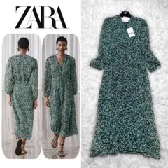 【24SS完売モデル✨新品タグ付き】ZARA☆プリントミディワンピース☆総柄☆S
