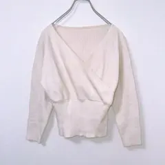 グレイル カシュクールリブニット Vネック 長袖 アイボリー M 韓国風