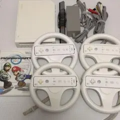 Nintendo Wii 本体 コントローラー4つ ハンドル4つゲームソフト付き
