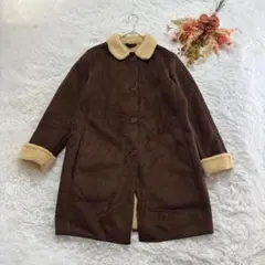 ランズエンド ムートンコート 裏地ボア スウェード ミドル丈 無地 秋冬