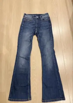 H&M ミニフレアハイウェストデニム　ダークブルー 36 7~9号