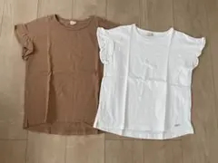 petit main 袖フリルクルーネックT 2枚