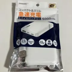 コンパクトスリム急速充電 モバイルバッテリー安心安全耐性スピーディホワイトのサムネイル