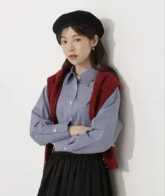 プロポーション ＜ウォッシャブル＞ベーシックシャツ ネイビーチェック