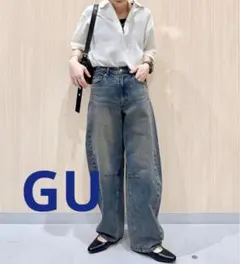 GU バレルレッグジーンズ(丈標準71.0～75.0cm)ブルー　Lサイズ