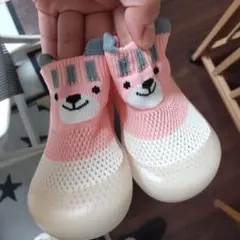 ベビー用 ファーストシューズ くま柄 ピンク