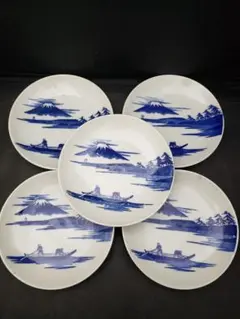 古伊万里 染付金彩山水図中皿5客セット 直径約18cm 明治時代 - メルカリ