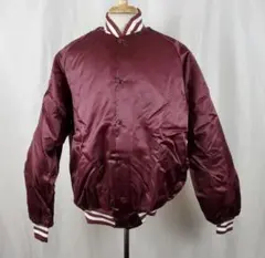 新品 USA XL サテン ナイロン スタジャン ジャケット バーガンディ