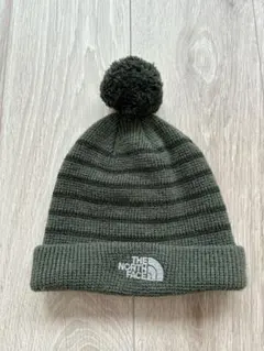 THE NORTH FACE ニット帽 ポンポン付き ダークグリーン　キッズ