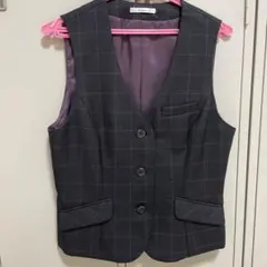 Amatir ダークグレー チェック柄 ベスト11号