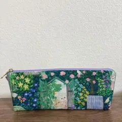 ハンドメイド　シークレットガーデン　ネイビー　ちょこっと　台形　ペンケース
