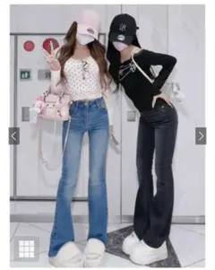 新品　GRL ハイウエストフレアデニムパンツ　cu498