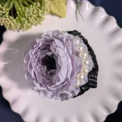 【人気デザイン！】ラナンキュラスのコサージュ ツイード調リボン　卒業式　卒園式