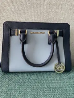 美品　マイケルコース　バイカラー　ハンドバッグ　ショルダーバッグ　水色　ネイビー