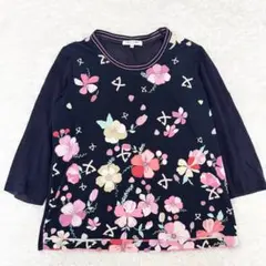 【レオナール】カットソー トップス トリム ロゴ 花 ストレッチ2XL相当のサムネイル
