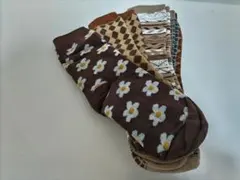 花柄とチェック柄の5足セットソックス