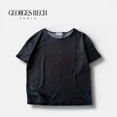 日本製【ジョルジュレッシュ】 ストレッチ 半袖トップス 38 黒 デニム風のサムネイル