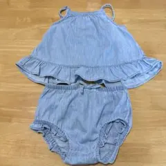 GAPデニム風フリル付きトップスとショートパンツセット 12-18月 80