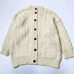 80s VINTAGE トラディショナル アランニットカーディガン くるみボタン