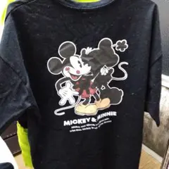 ミッキー ミニー 半袖 Tシャツ/黒