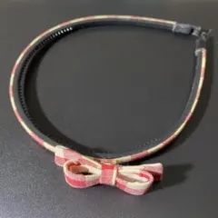 リボン付き赤白チェックカチューシャ