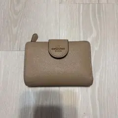 COACH 折り財布 ベージュ ワインレッド