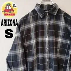USA古着 ARIZONA ネルシャツ S チャコールグレー　ホワイト　チェックのサムネイル