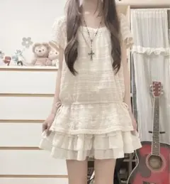 森ガール フェアリーグランジ レース リボン ドロスト チュニック