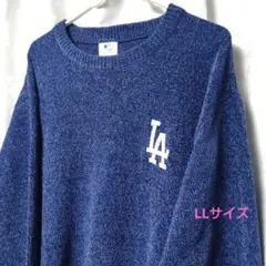 MLB ドジャース 光沢 モールニット セーター 刺繍 LLサイズ
