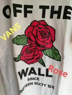 【期間限定】VANS バンズ オフ・ザ・ウォール 薔薇 Rose Tシャツ（白）