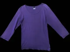 ワンコイン 00s Uネック カットソー ナス紺 Tシャツ パープルのサムネイル