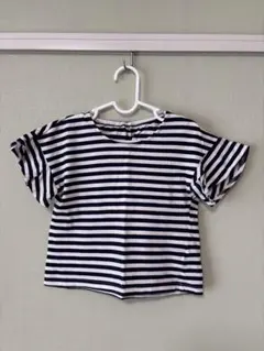 ボーダー袖フリルT 110