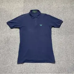 FRED PERRY ポロシャツ 36 紺系 イングランド製デザイン 刺繍ロゴ 