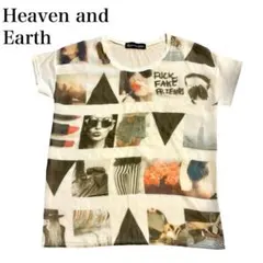 【Heaven and Earth】グラフィックプリント 半袖Tシャツ M 白のサムネイル