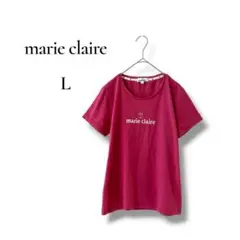 marie claire レディース　半袖カットソー　ロゴTシャツ　ピンク　Lのサムネイル